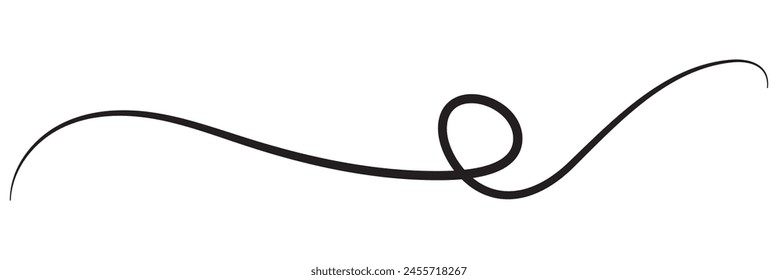 Squiggle and swirl line with a heart. Hand drawn calligraphic swirl. Vector illustration in doodle style