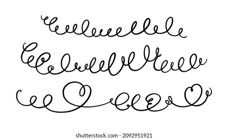 Squiggle and swirl lines. Set of hand drawn calligraphic swirls. Vector illustration in doodle style