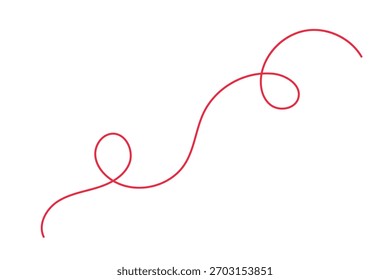 Squiggle delgado arte de línea roja, ilustración de doodle de Vector, boceto simple abstracto decorativo