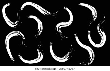 Squiggles with circles seamless pattern. Brush drawn bold curved lines, waves and swirls. Abstract geometric background with organic bold lines. Creative childish scribble backdrop, doodles.