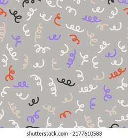 Squiggles Curly Lines Vector Seamless Pattern