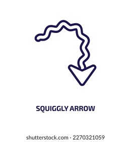squiggly arrow icon from user interface collection. Thin linear squiggly arrow, doodle, sketch outline icon isolated on white background. Line vector squiggly arrow sign, symbol for web and mobile