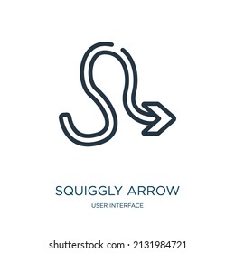 squiggly arrow thin line icon. drawn, doodle linear icons from user interface concept isolated outline sign. Vector illustration symbol element for web design and apps.