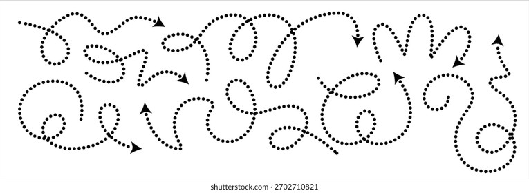 squiggly dotted arrow dashed curved line arow set rise and