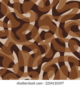 Intersectar rápidamente las líneas. Textura decorativa de formas geométricas abstractas de ondulación ondulada de camuflaje. Tonos de tierra marrón de tendencia que proporcionan un ambiente cálido. Ideal para fondos, diseño de superficie, web