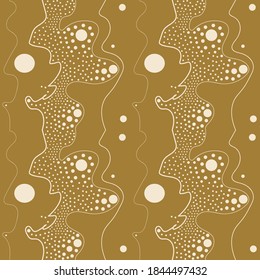 Squiggly Mustard Modern Seamless Pattern