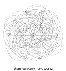 Squiggly random sketchy lines. Tangle lines. Wiggly, curvy knot design element