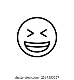 Squinting emoji icon Thin vector set