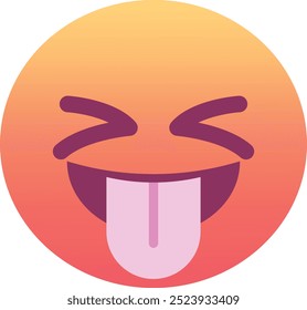 Smiley com língua ícone emoji. Cores modernas, elemento popular para mídias sociais e designs digitais. Emoticon, elemento isolado.