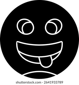 Squinting Face with Tongue Glyph Vector Icon Design