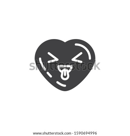 Squinting heart face with tongue vector icon. filled flat sign for mobile concept and web design. Teasing heart shape emoticon glyph icon. Love symbol, logo illustration. Vector graphics