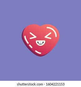 Squinting heart shape emoticon flat icon, vector sign, Grinning face emoji colorful pictogram. Symbol, logo illustration. Flat style design