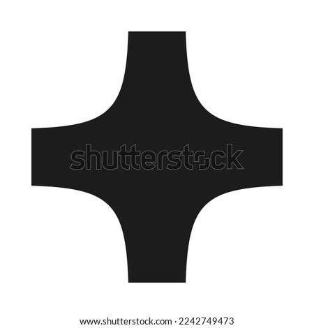 Squircle corner star cross silhouette icon. A symbol made from four round corners. Isolated on a white background.