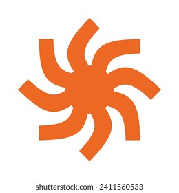 Squircle corner stroke sun orange icon. A sunshine symbol made from curved squares. Isolated on a white background.