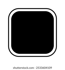 Squircle inside square border frame icon.