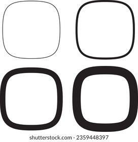 Squircle stroke set Isolated on a white background. Vector Illustration