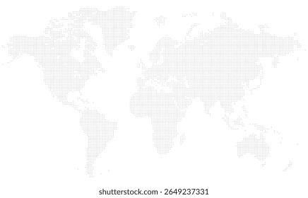 Squire form dotted world map displaying specific continents and virtual connections. This design explores worldwide facts patterns and futuristic earth mapping.