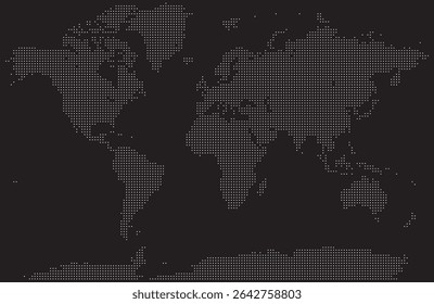 Mapa pontilhado de continentes e nações explorando a fronteira geográfica