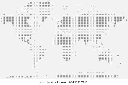 Squire shape dotted world map design of the planet Earth on spot continents like Europe, Asia and South America