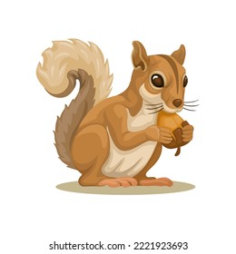 Squirell frisst Nussfigur Maskottchen Cartografik Vektorgrafik