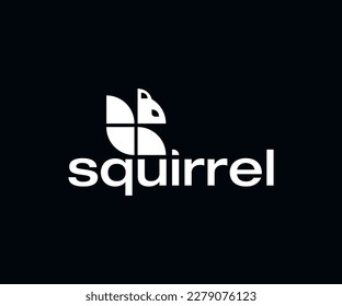 squirrel abstract black and white logo template.