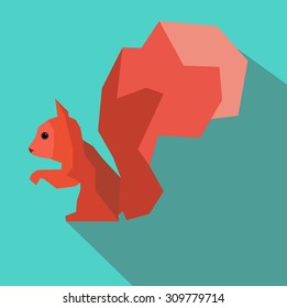 Squirrel abstract on a blue backgrounds, shadow