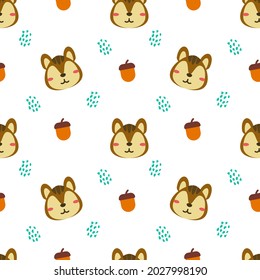 squirrel and acorn animal vector seamless pattern background
