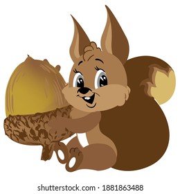 Ardilla con bellota, dibujo para niños