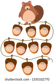A squirrel and acorn game template illustration