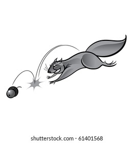 Squirrel and Acorn grey scale