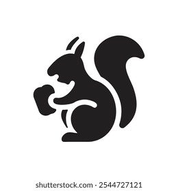 Squirrel and acorn icon on white background