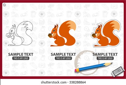 Squirrel with acorn logo, animal