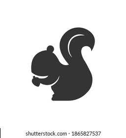 Squirrel With Acorn Silhouette Vector On A White Background