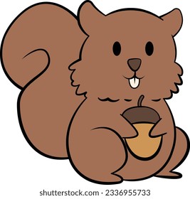 Ardilla con bellota. Ilustración vectorial de una ardilla.