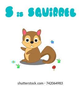 squirrel alphabet for preschool. vector cartoon illustration