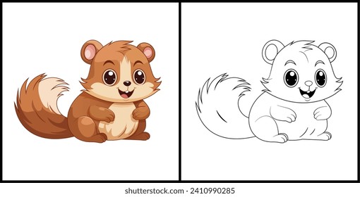 Squirrel animal Coloring Page Colored. Vector illustration
