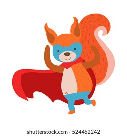 Squirrel Animal Dressed As Superhero With A Cape Comic Masked Vigilante Character