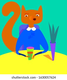 squirrel animal eating food vector illustration