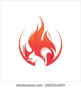 Squirrel Animal Fire Logo Vector