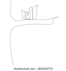 Squirrel animal line drawing. Vector illustration