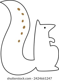Squirrel Animal Lined Vector Illustration