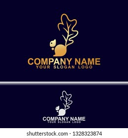 squirrel animal logo with oak leaf tail