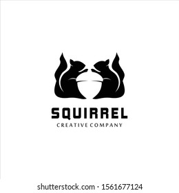 squirrel animal logo vector design, squirrel two  logo design inspiration