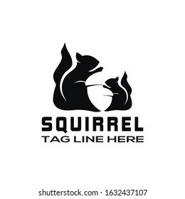 squirrel animal logo vector design, squirrel two logo design inspiration
