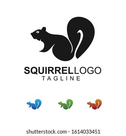 Squirrel animal logo vector silhouette.
Forest icon