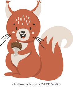 Squirrel animal vector, Abstract baby squirrel vector, forest animal, cute animal isolated