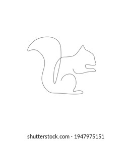 Squirrel anumals line draw, vector illustration