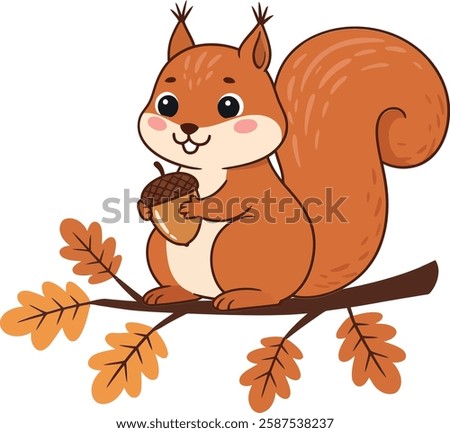 The squirrel appears joyful while holding an acorn, surrounded by vibrant autumn leaves in the second frame.