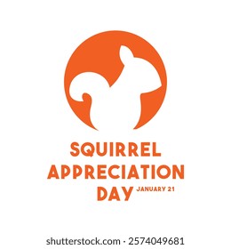 Squirrel Appreciation Day. January 21. Squirrel icon. White background. Poster, banner, card, background. Eps 10.