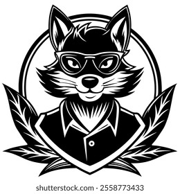 squirrel barbershop logo stylized wolf with sunglasses